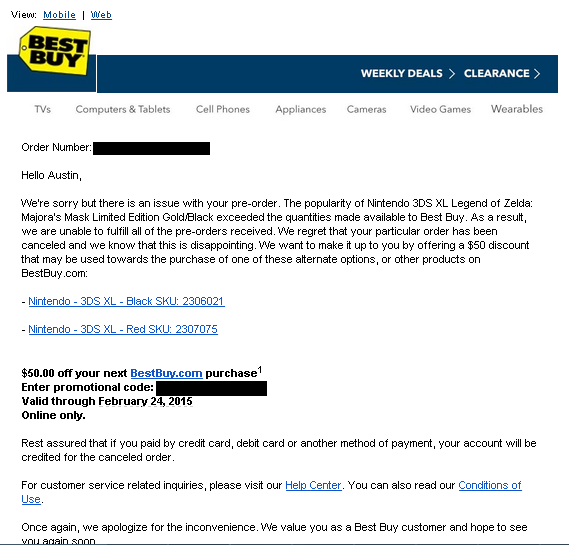 Best Buy Preorder Cancellation