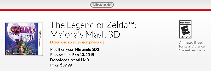 Majora's Mask 3D Download Size Revealed as 661MB