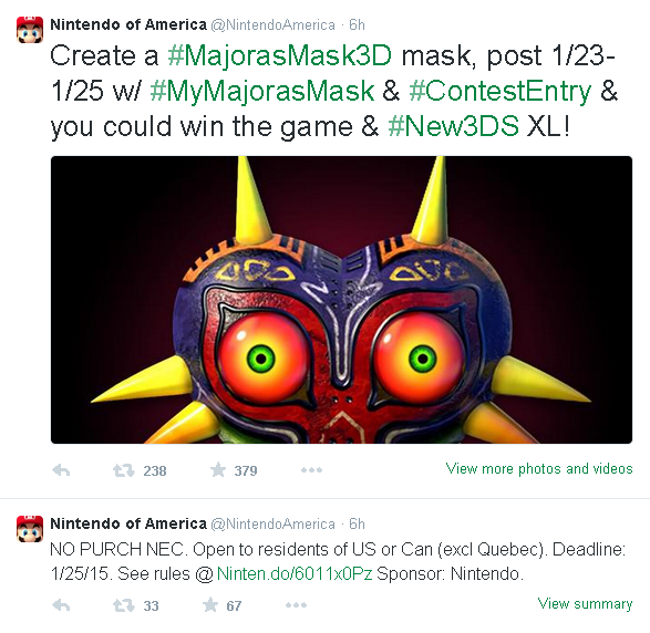Nintendo Hosting Twitter Contest for Majora's Mask 3D and New 3DS XL