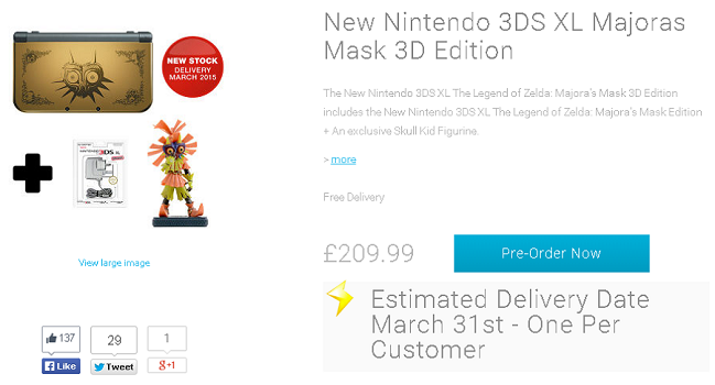 Nintendo UK Online Store Gets Second Batch of Majora's Mask New 3DS XL