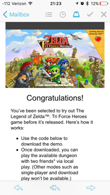 Tri Force Heroes Demo Email