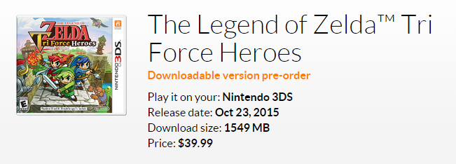 Tri Force Heroes to be 1.5GB~ in North America